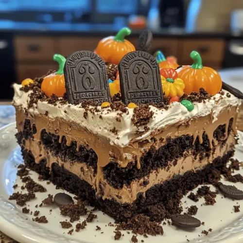 Graveyard Chocolate Poke Cake