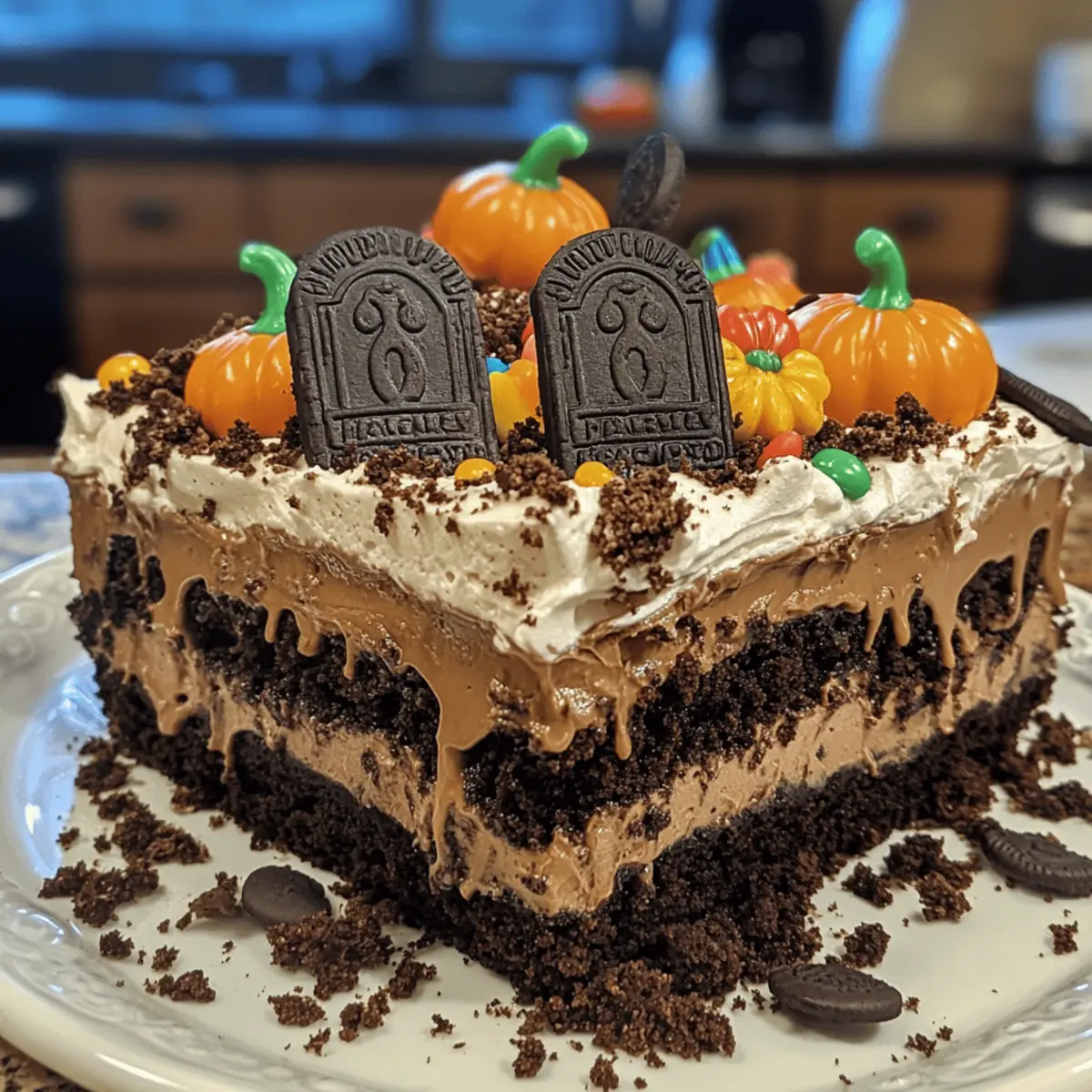 Graveyard Chocolate Poke Cake