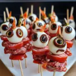 Creepy Skewered Salami Eyeballs