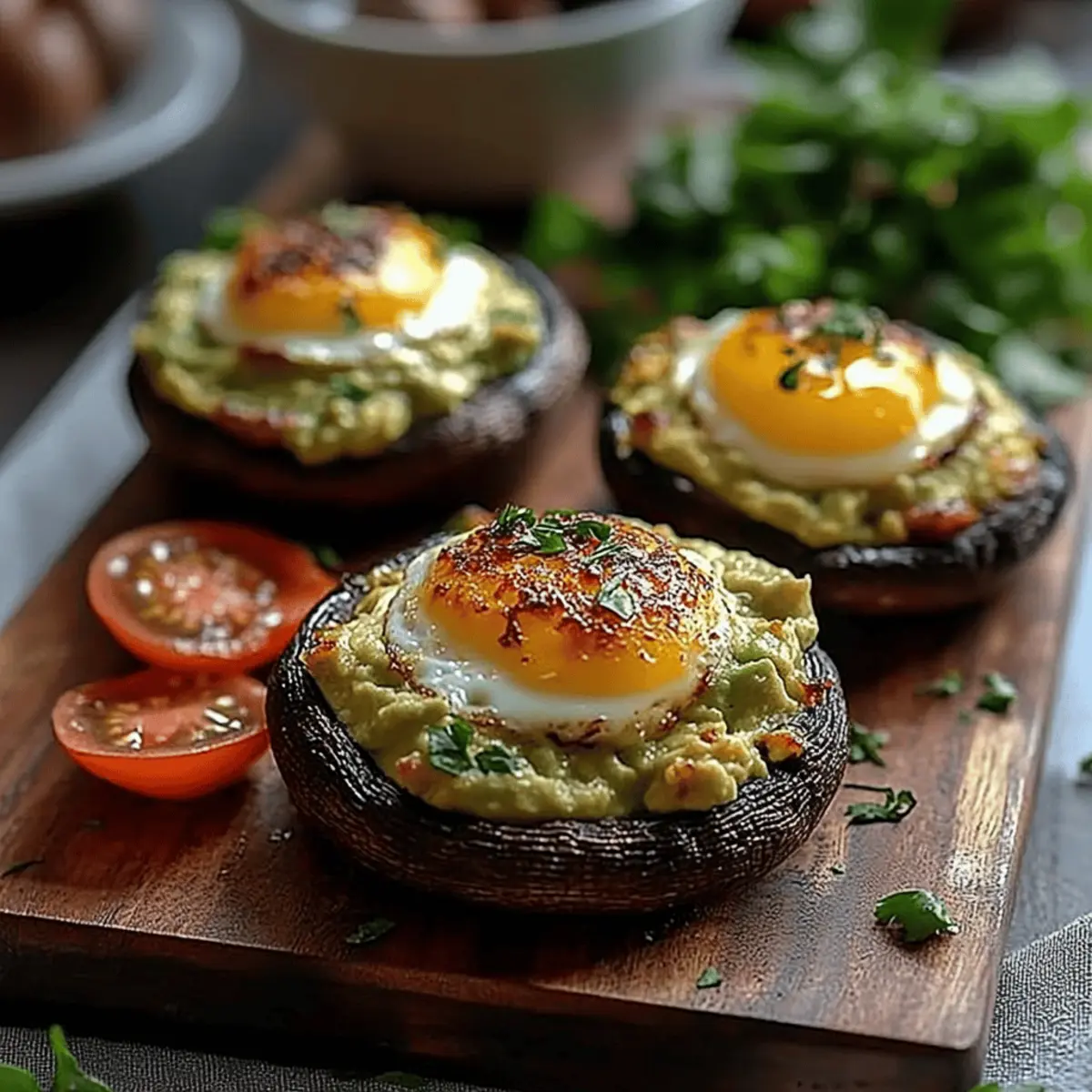 Avocado and Egg Stuffed Portobello Mushrooms