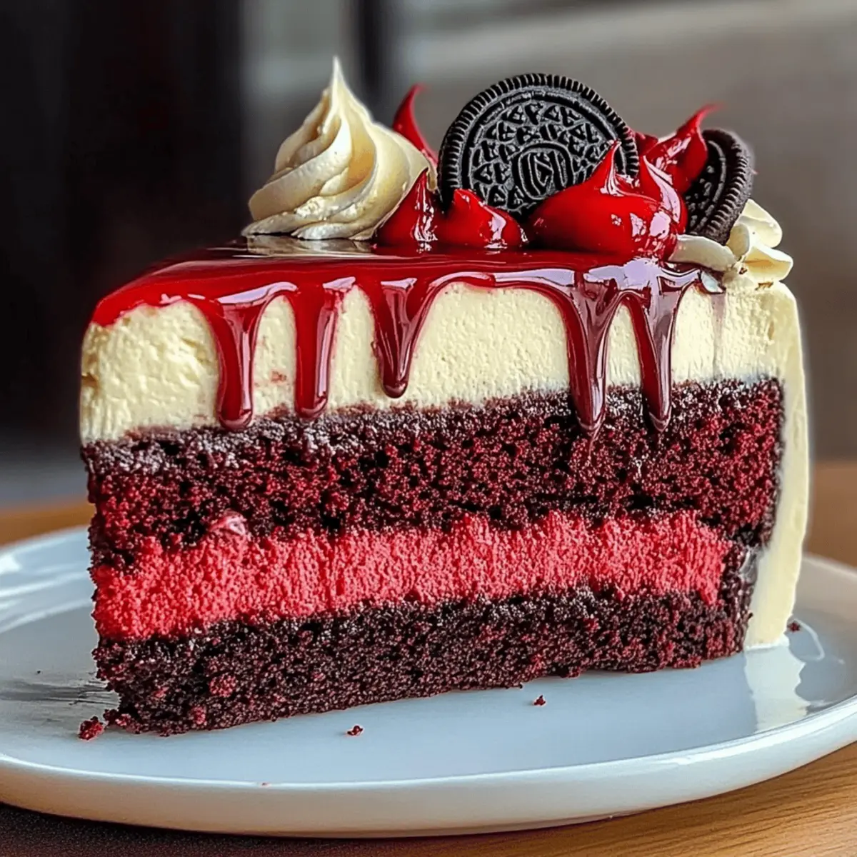 Decadent Oreo Red Velvet Cheesecake Drip Cake Recipe