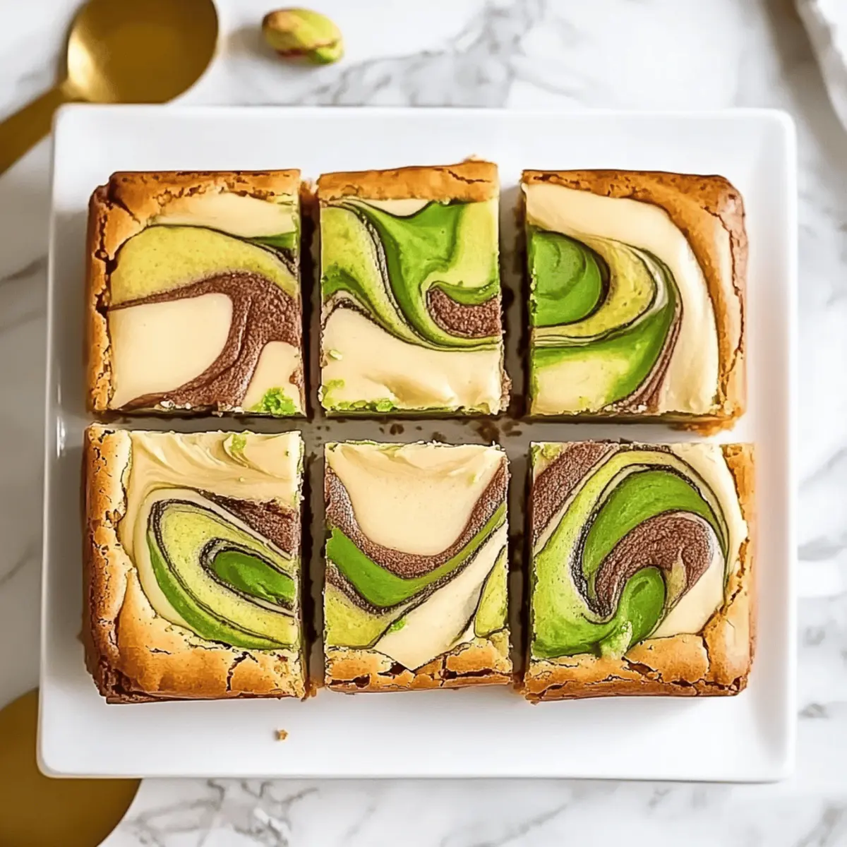 Pistachio Blondies Recipe Swirled with Cheesecake