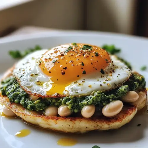 Crispy Fried Egg with Parsley Pesto and Beans