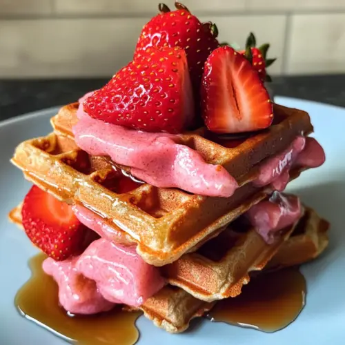 Strawberry Mochi Waffles