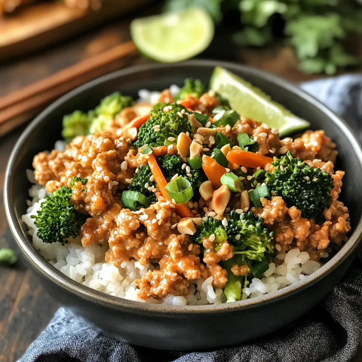 Ground Chicken Peanut Crunch Bowls