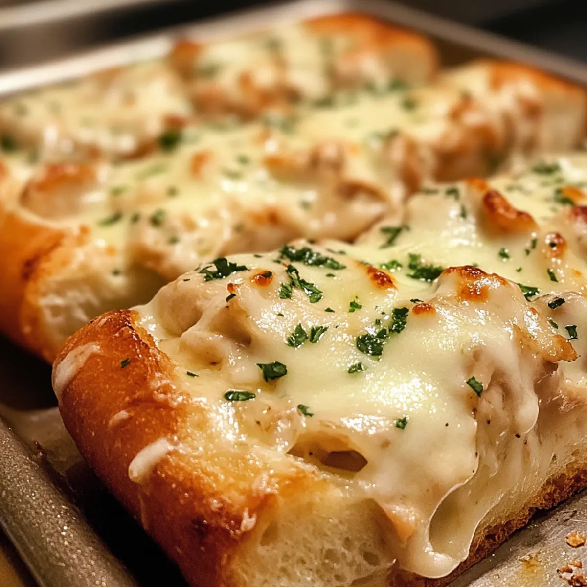Chicken Alfredo Garlic Bread