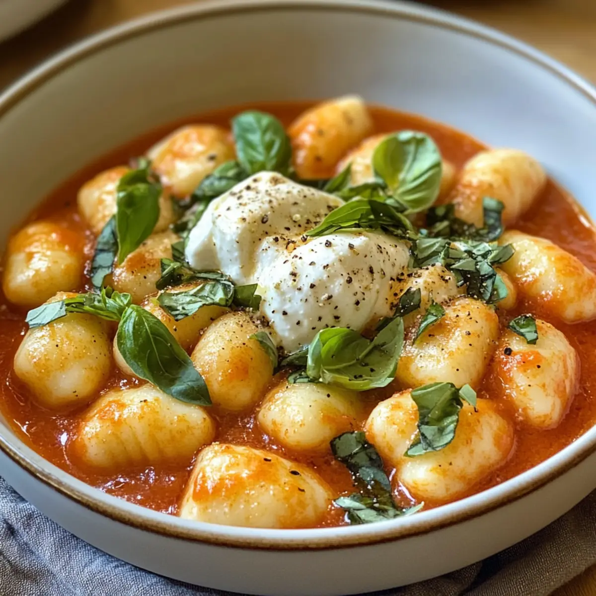 Tomato Gnocchi with Burrata