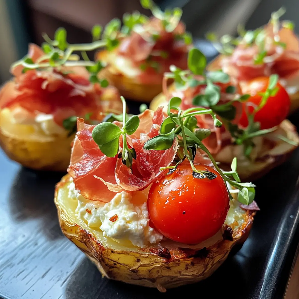 Ricotta and Prosciutto Potato Gem Cups