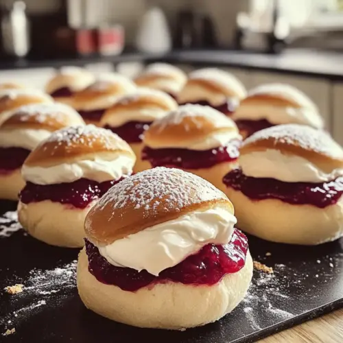 Soft Cream Buns With Cream And Jam