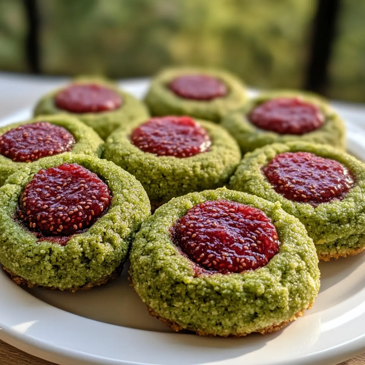 Matcha Thumbprint Cookies with Raspberry Chia Jam