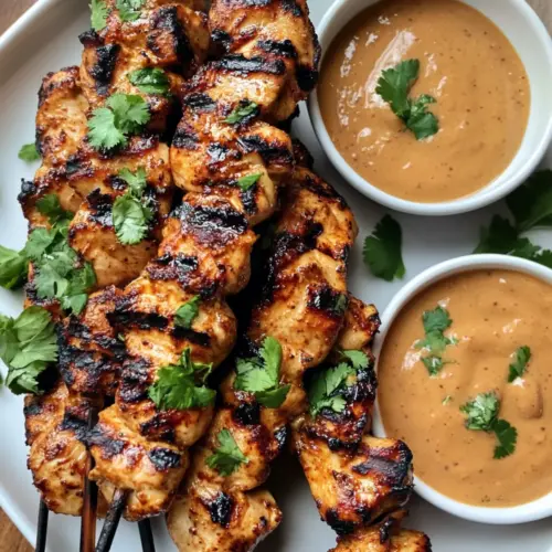 Vietnamese Lemongrass Chicken Skewers with Peanut Sauce
