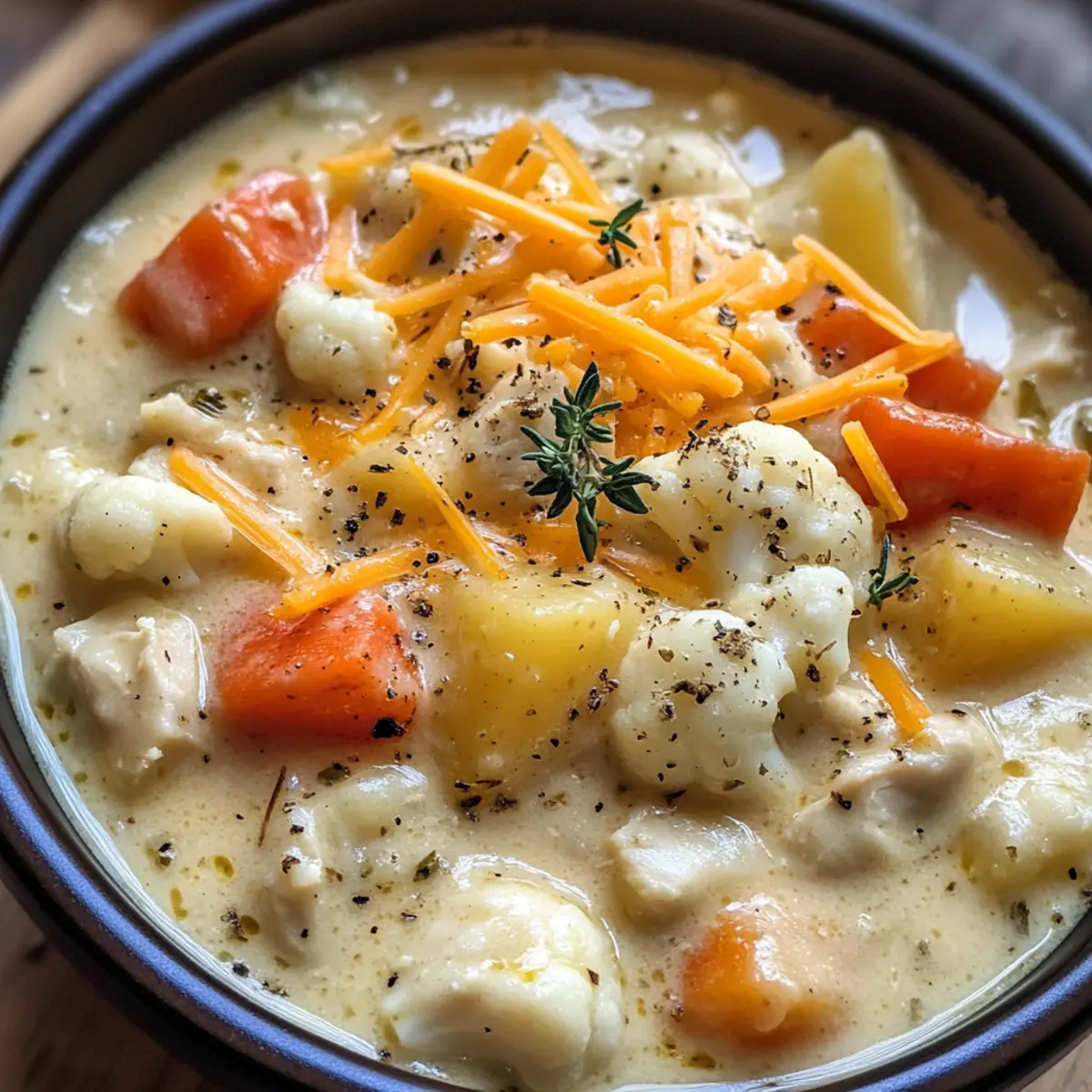 Chicken Cauliflower Cheddar Chowder
