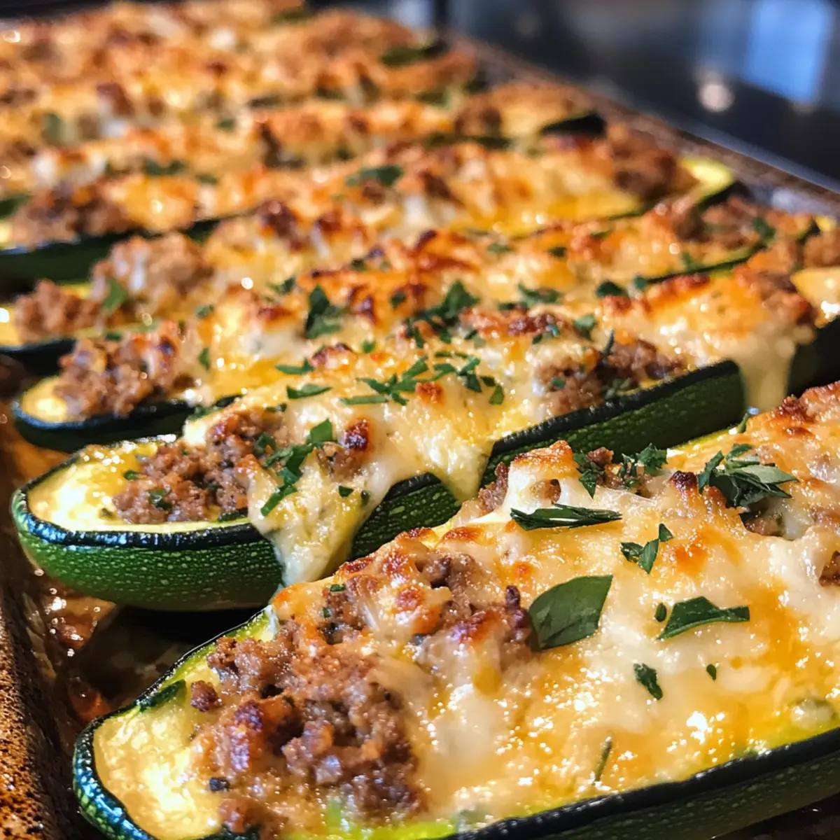 Baked Cheesy Stuffed Zucchini Boats