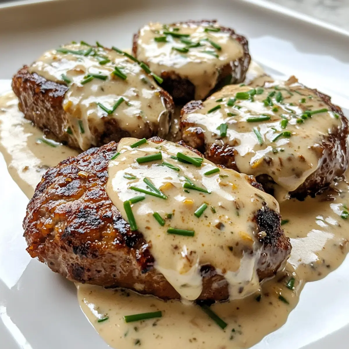 Salisbury Steaks in Horseradish Parmesan Sauce