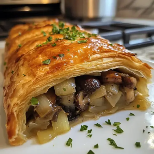 Mushroom Strudel with Leeks and Parmesan Cheese