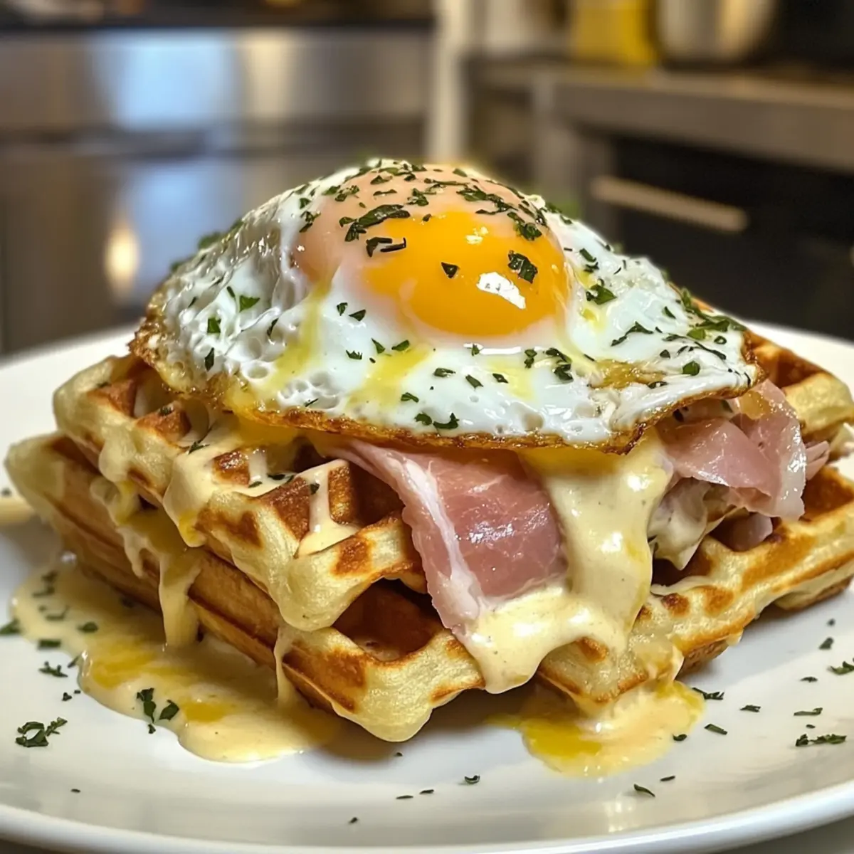 Croque Madame Waffles